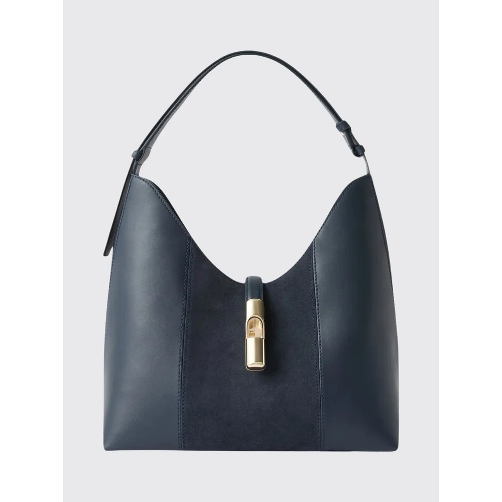 Расклешенная сумка на плечо Furla Goccia из замши и гладкой кожи 1