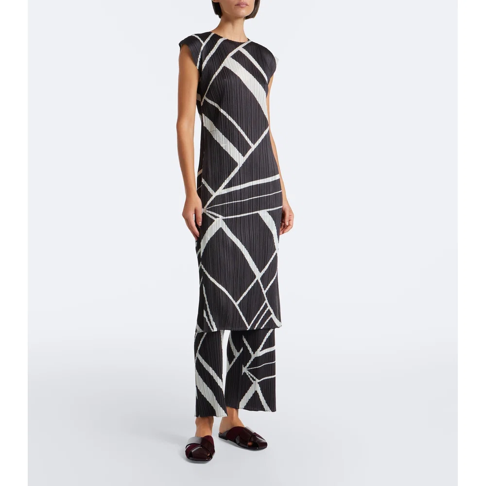 Плиссированное платье миди с принтом из коллекции Fold Line от Pleats Please Issey Miyake 6