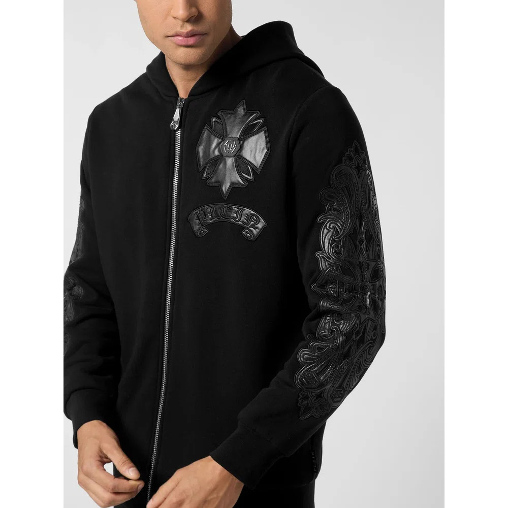 Хлопковая худи с кожаным логотипом Philipp Plein 4
