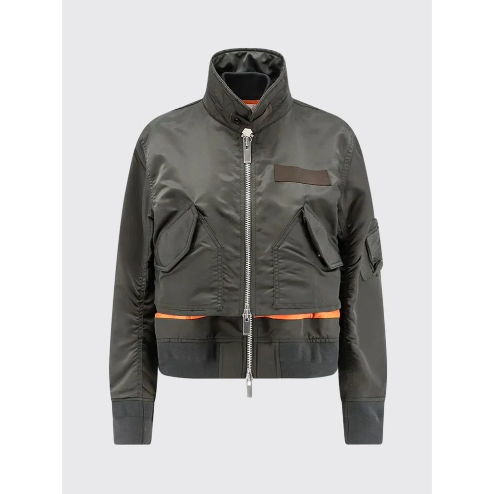 Куртка-бомбер Sacai из смесового хлопка с классическим воротником и застежкой-молнией 2