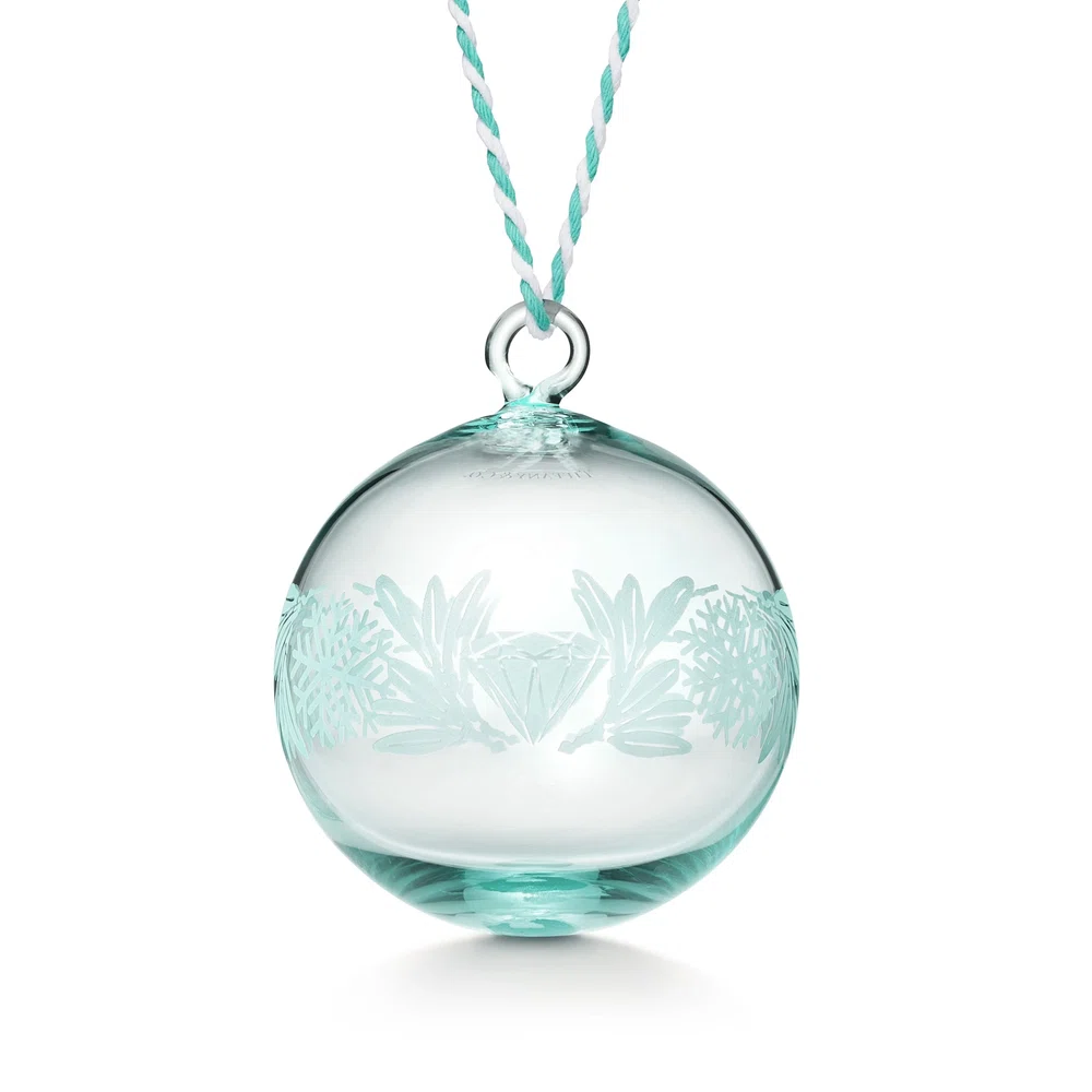 Гравированный орнамент из синего хрустального стекла Tiffany Blue® 2