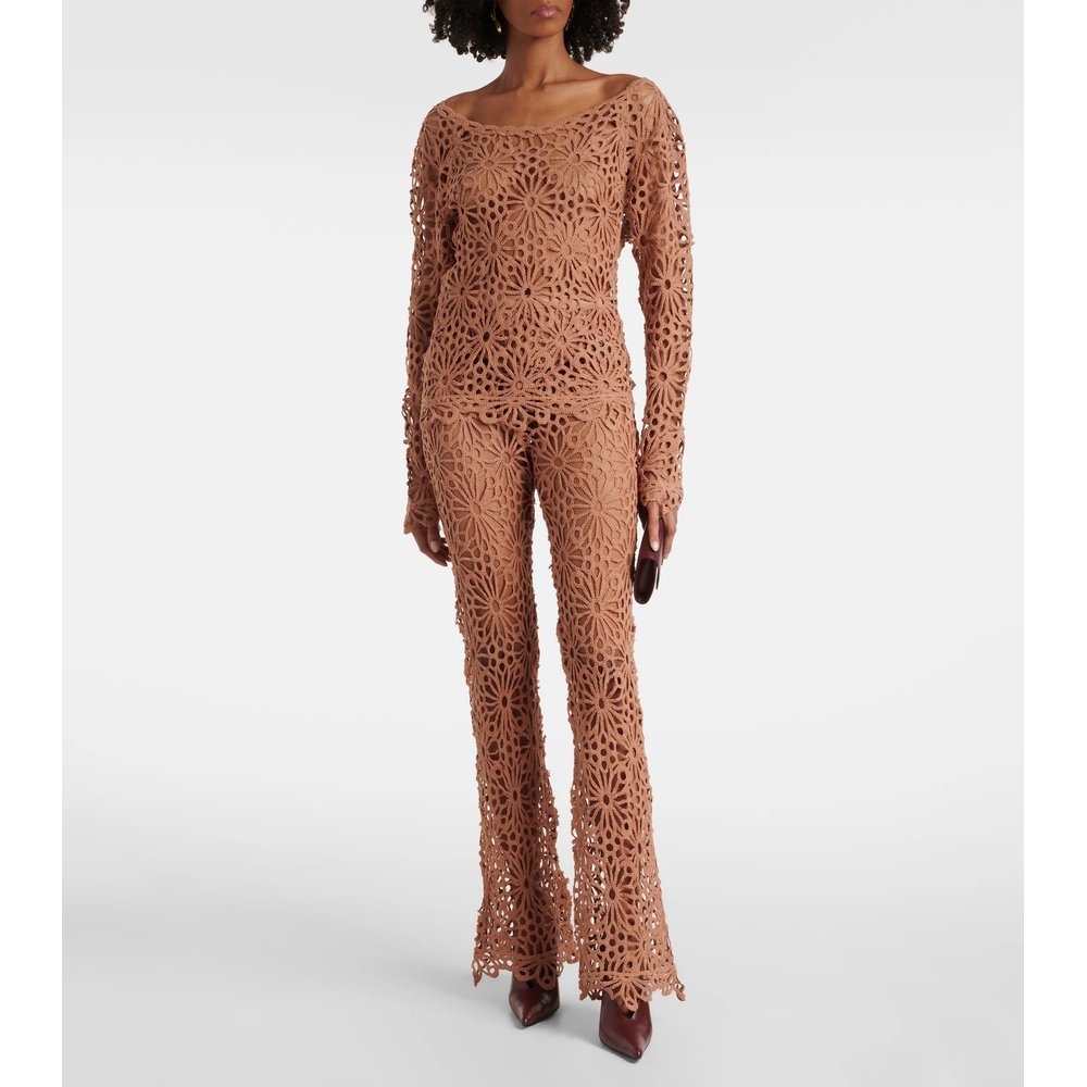 Cotton-blend bootcut pants 2