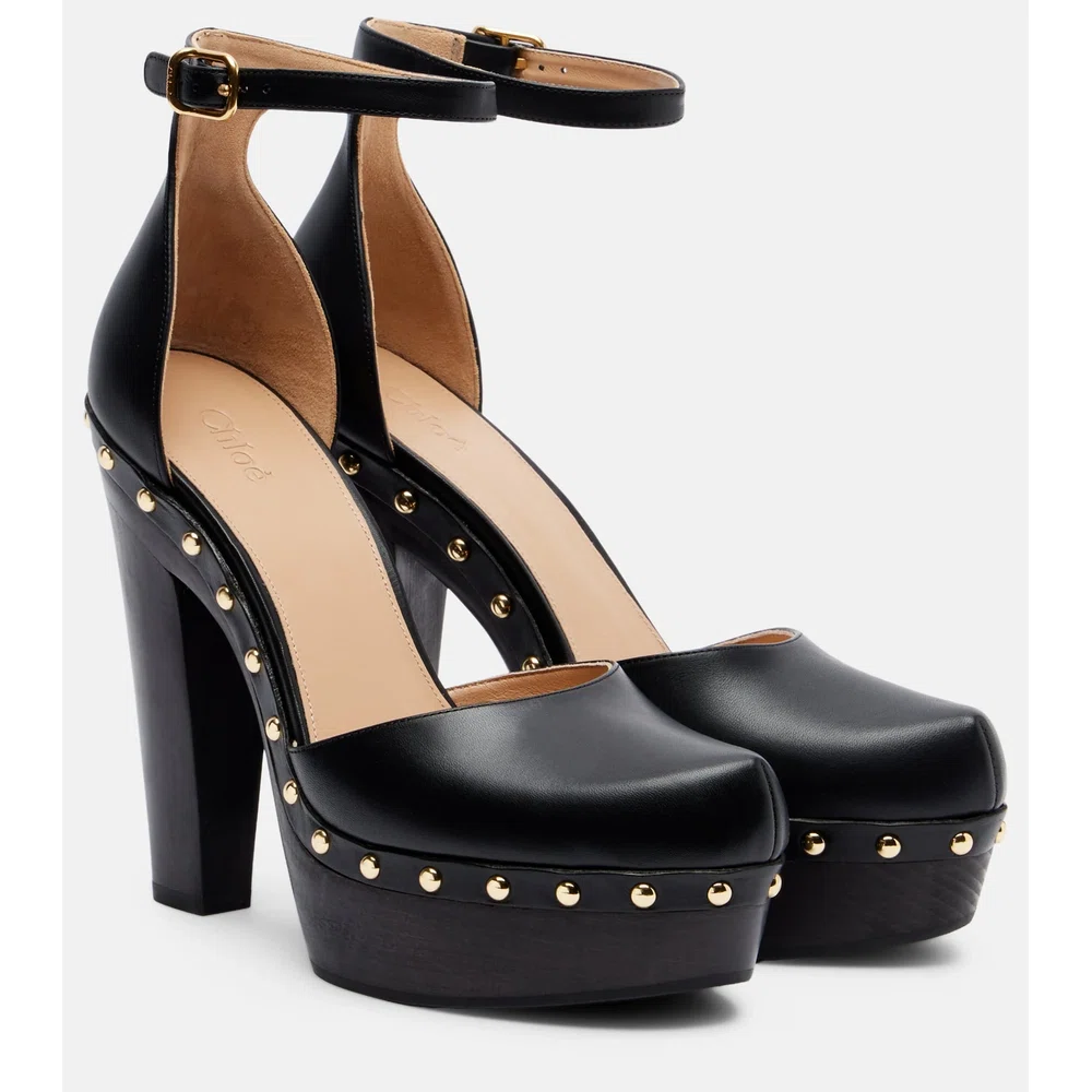 Lola studded leather platform pumps 1