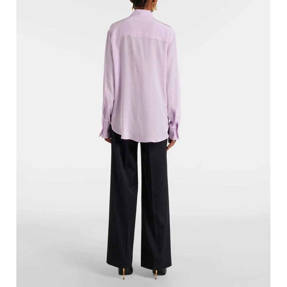 Ruffled asymmetric silk blouse 3