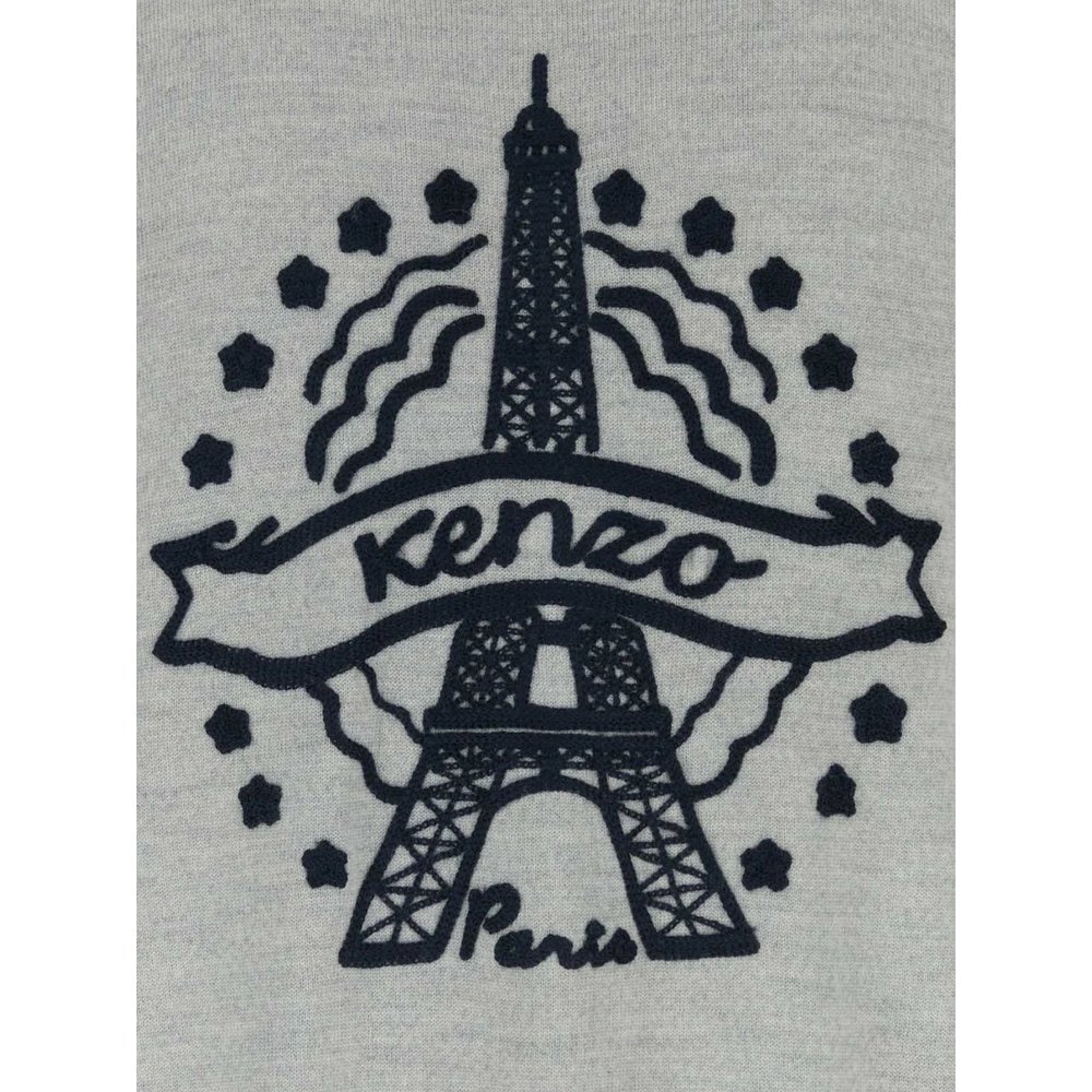 KENZO Шерстяной кардиган-бомбер на молнии с контрастным логотипом сзади 4