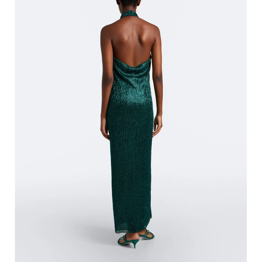 Jeanne halterneck lamé gown 5