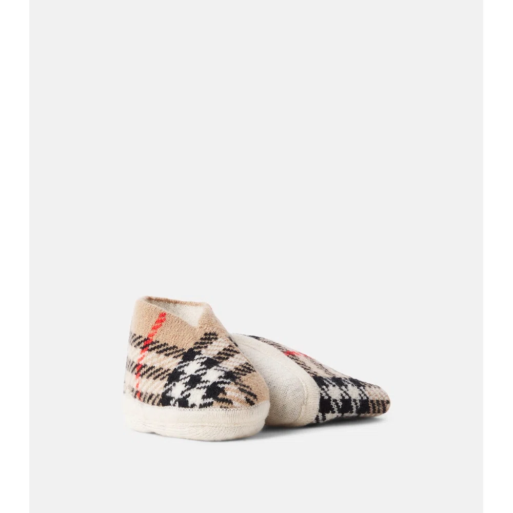Пинетки Burberry в клетку для младенцев 5
