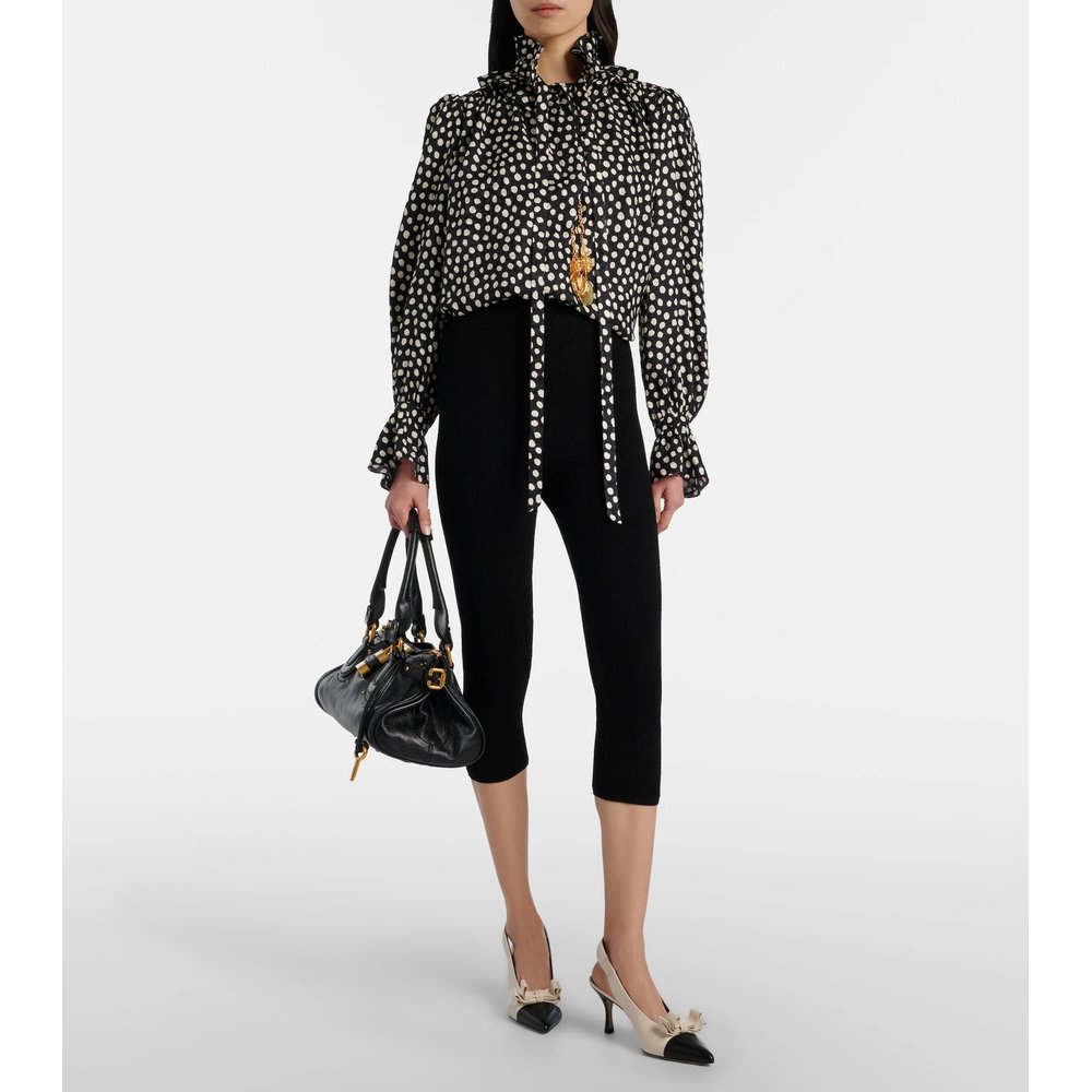 Polka-dot tie-neck silk blouse 2