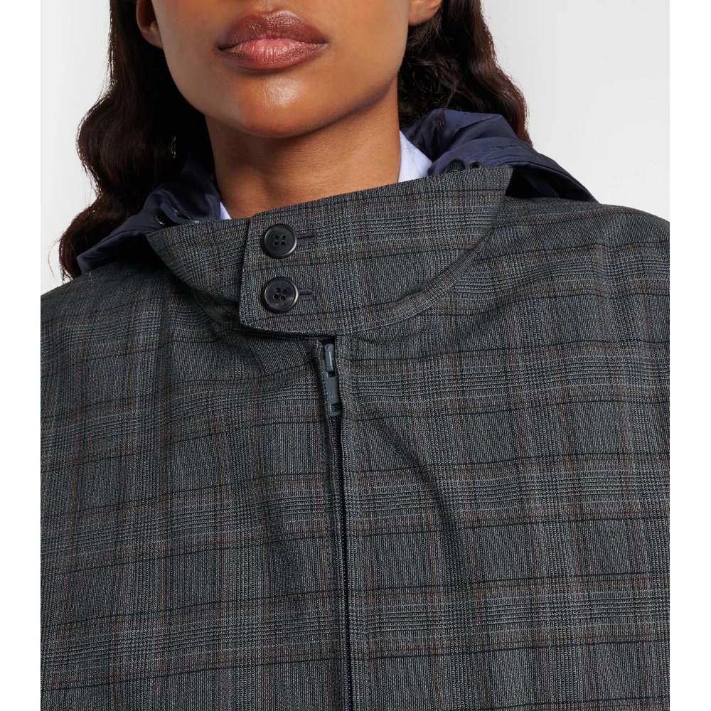 Checked hooded virgin wool jacket 4
