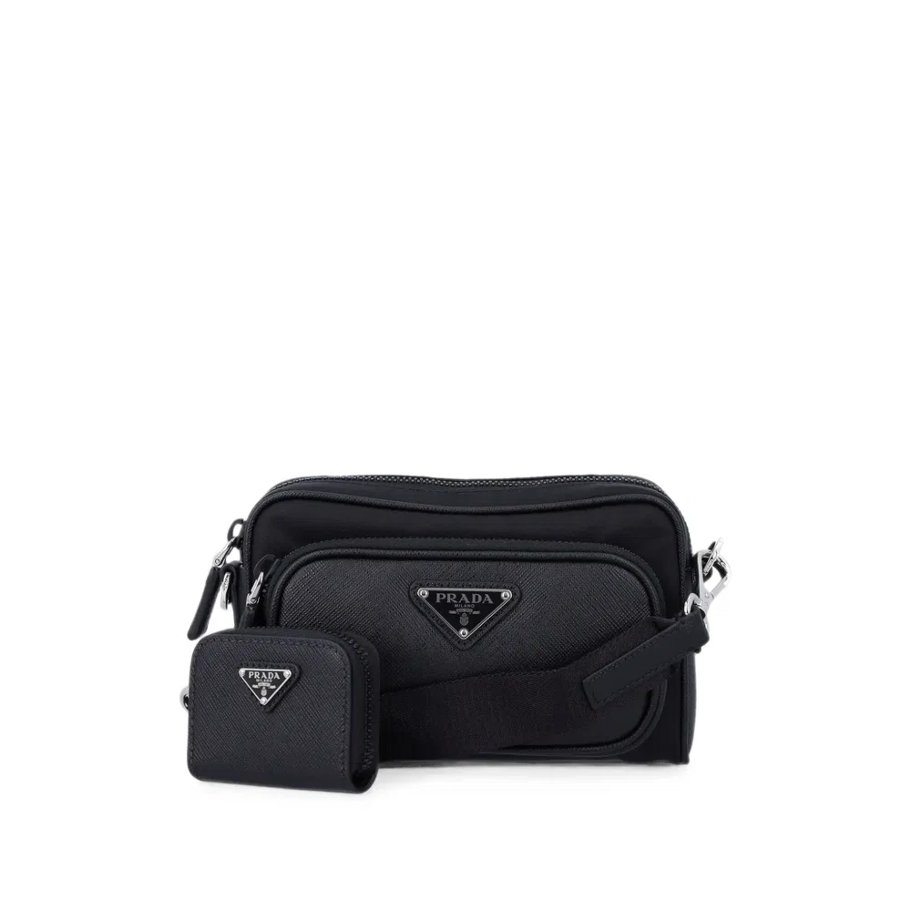 Сумка через плечо из Re-Nylon и кожи Saffiano 3