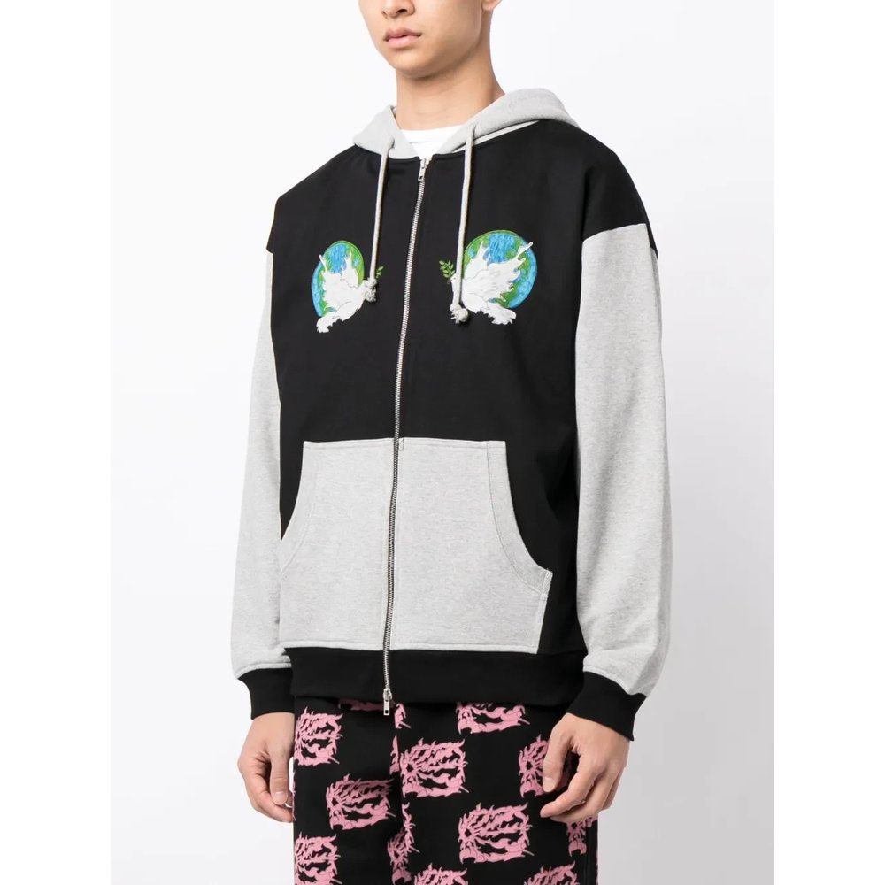 Appliqué-details colour-block cotton jacket 4