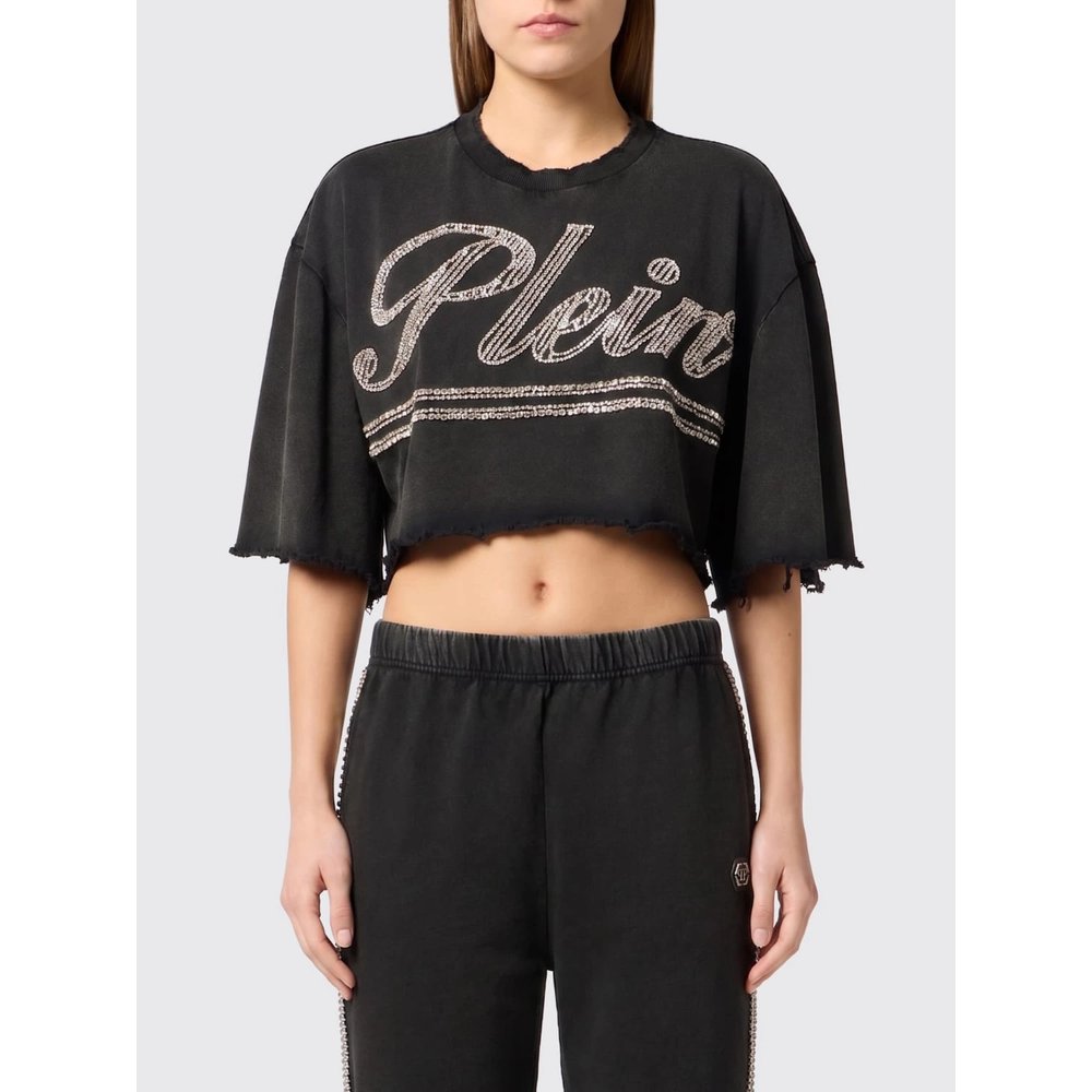 Хлопковая футболка с круглым вырезом и логотипом Philipp Plein 1