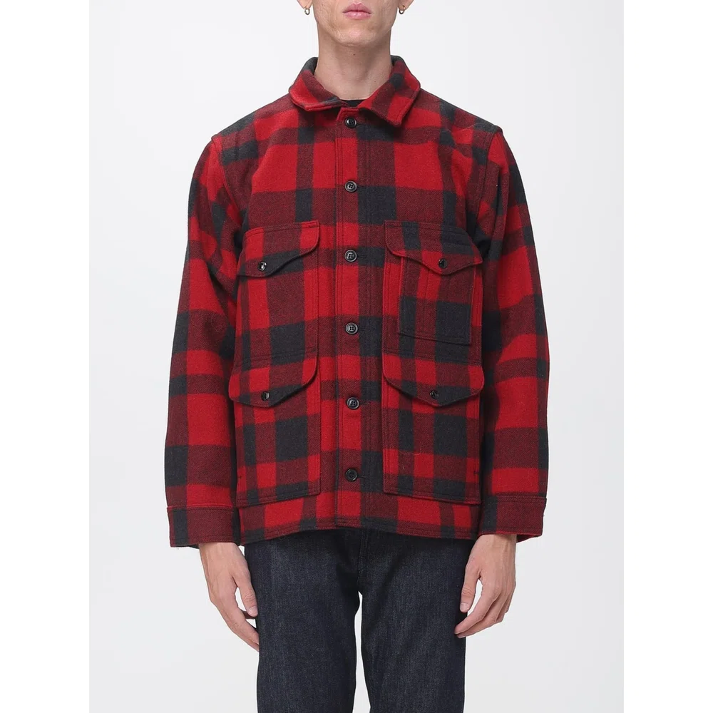 FILSON Утилитарная куртка-рубашка из шерсти с накладными карманами и отложным воротником 1