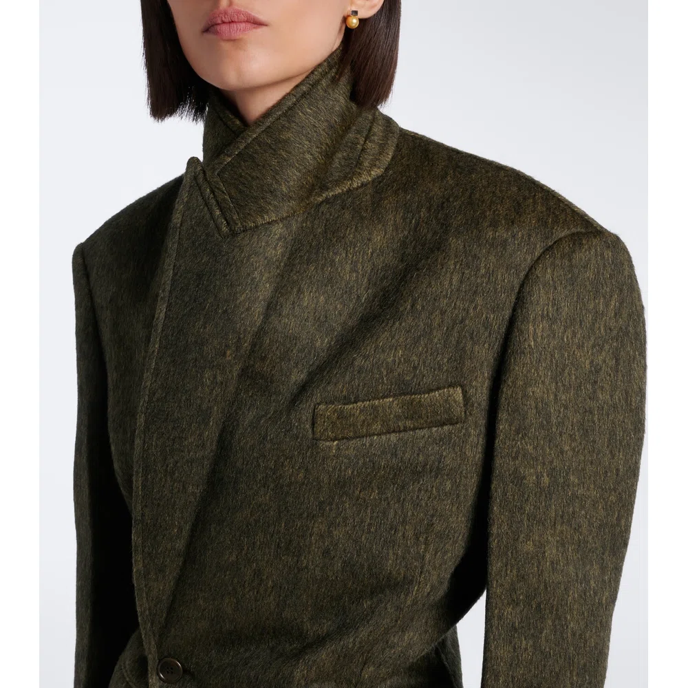 Double-breasted wool and mohair-blend coat 3