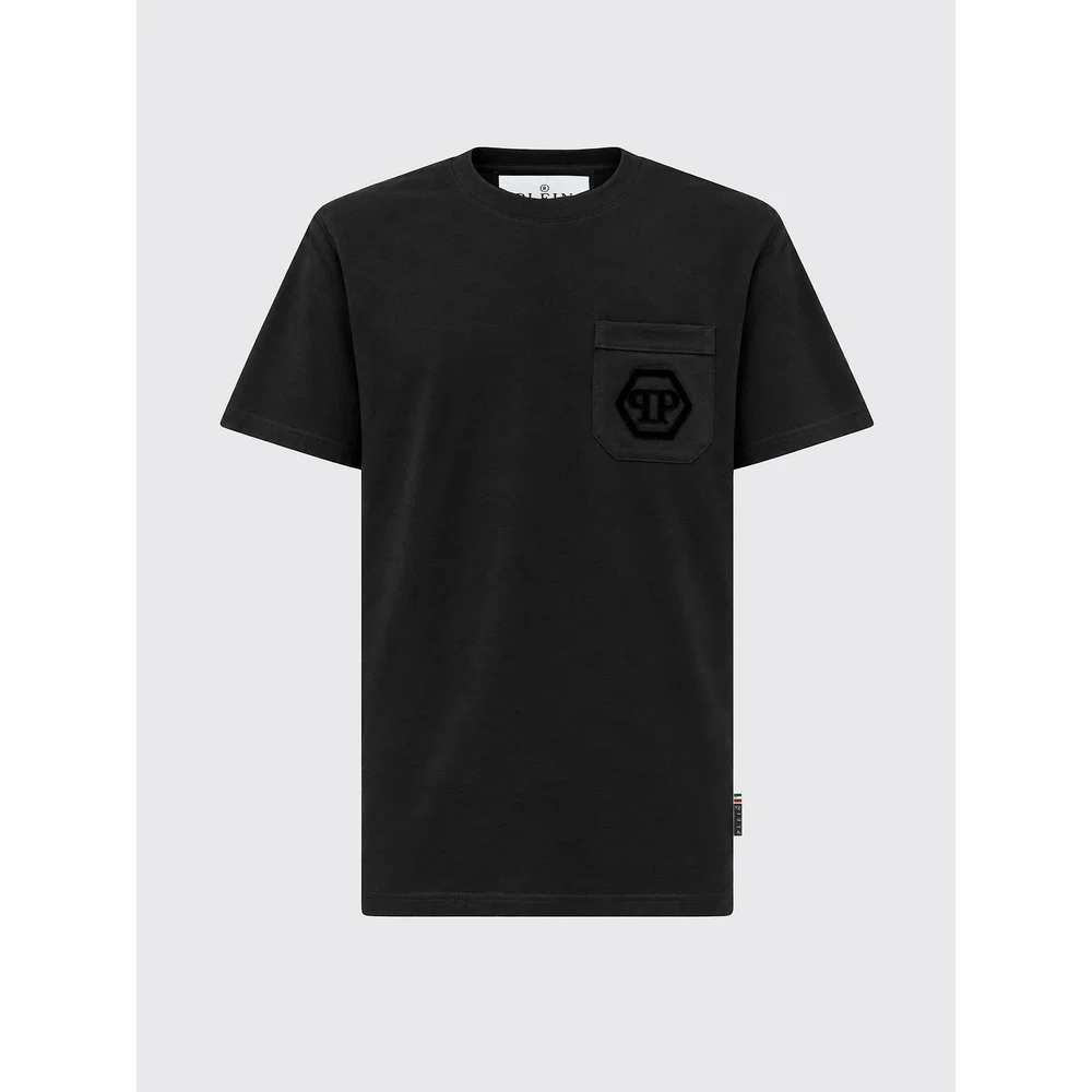 Хлопковая футболка Philipp Plein с логотипом Hexagon и накладным карманом 5