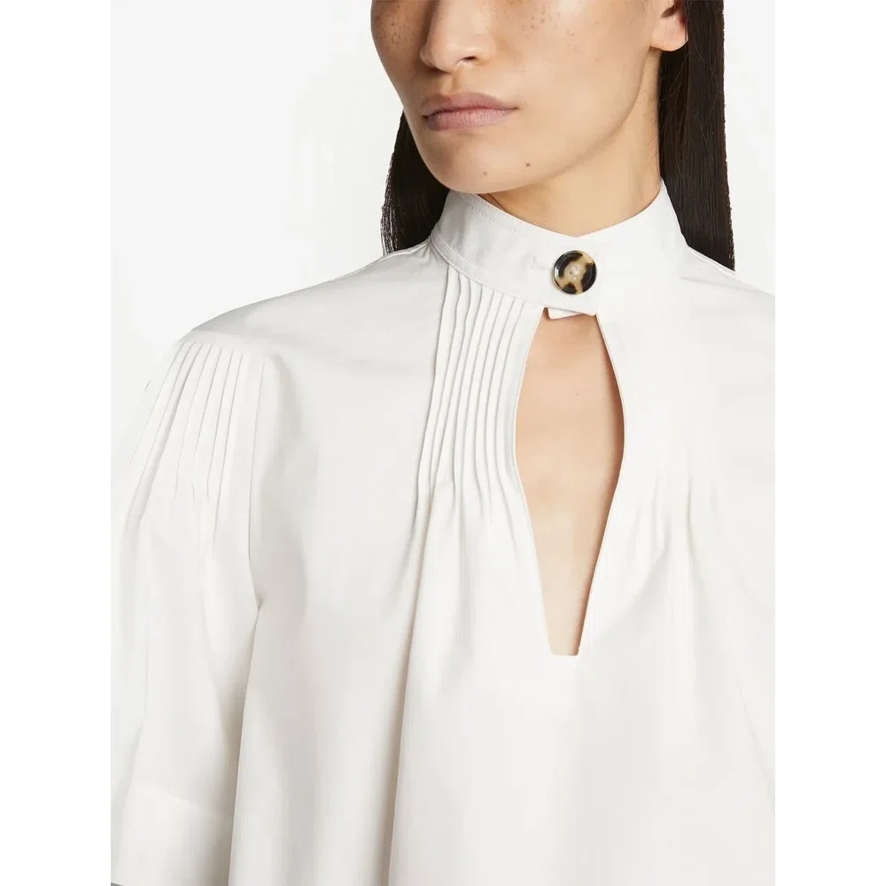 Pintuck-detail flared blouse 5