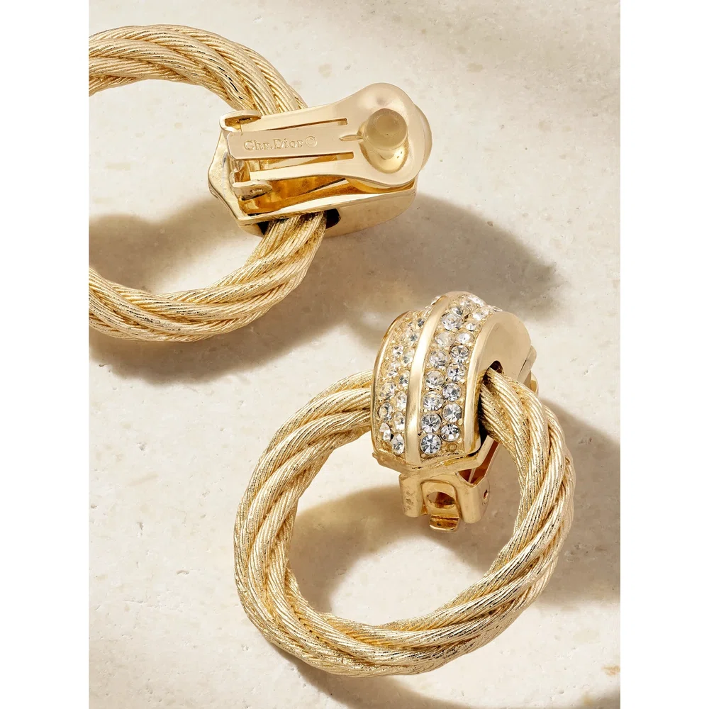 + Винтажные клипсы Dior 1980-х годов с позолотой и кристаллами Swarovski 3