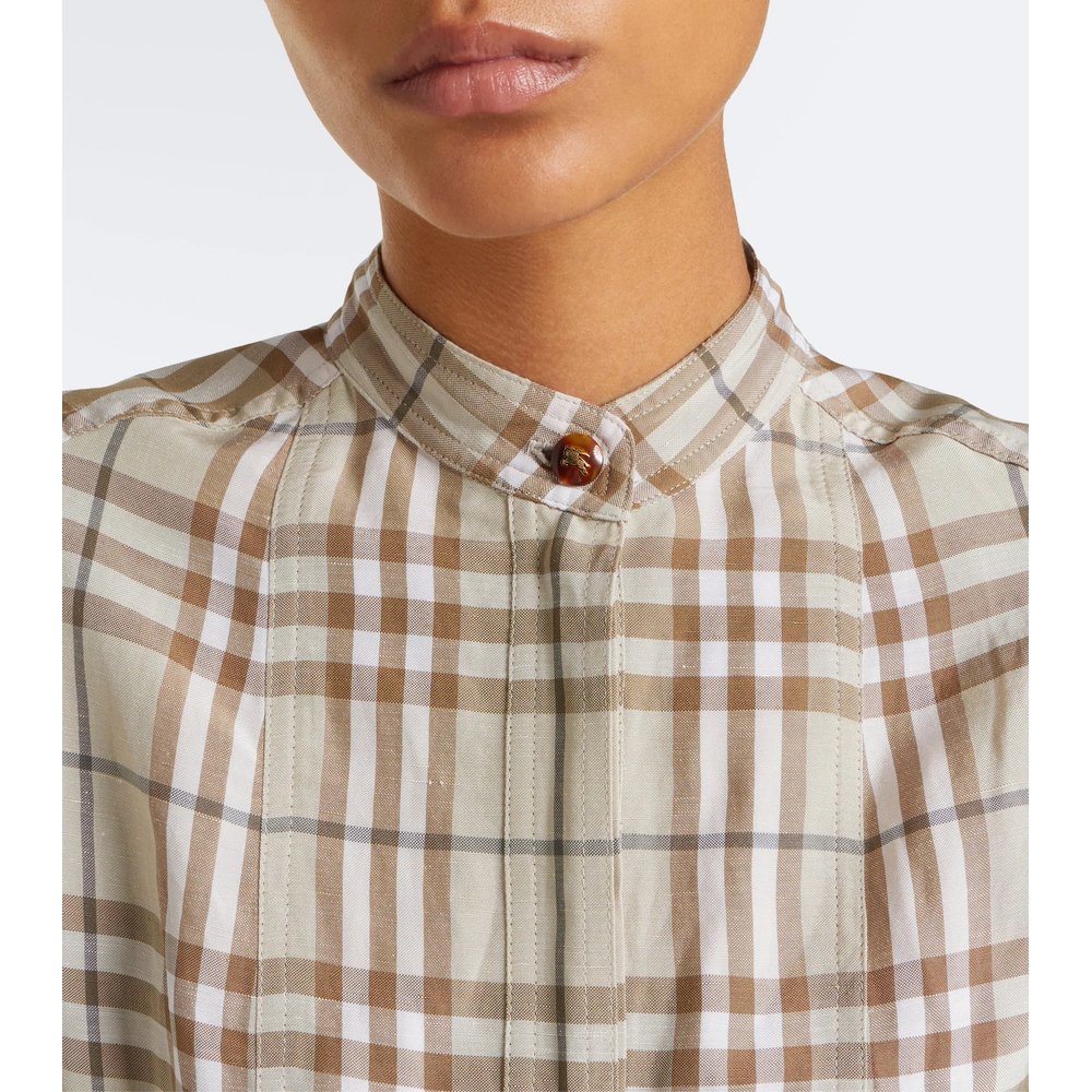 Укороченное платье Burberry в клетку с поясом 3