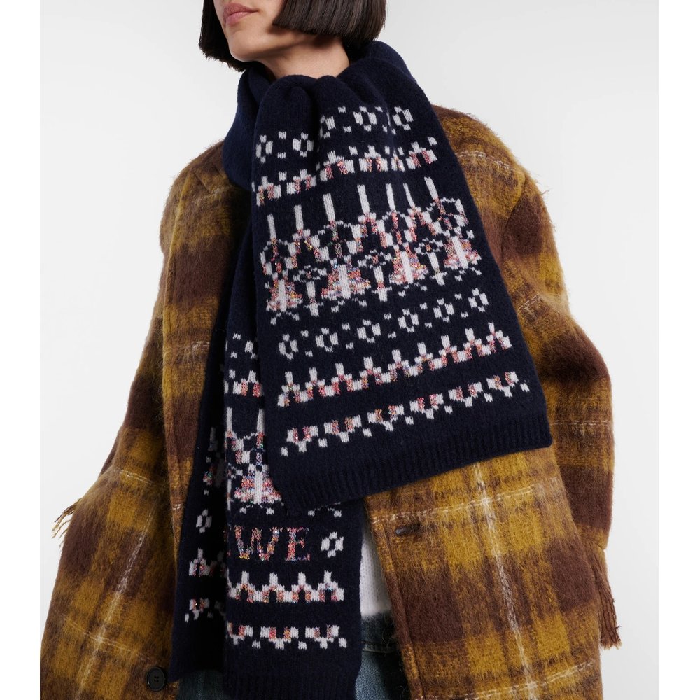 Logo sequined wool-blend jacquard scarf 3