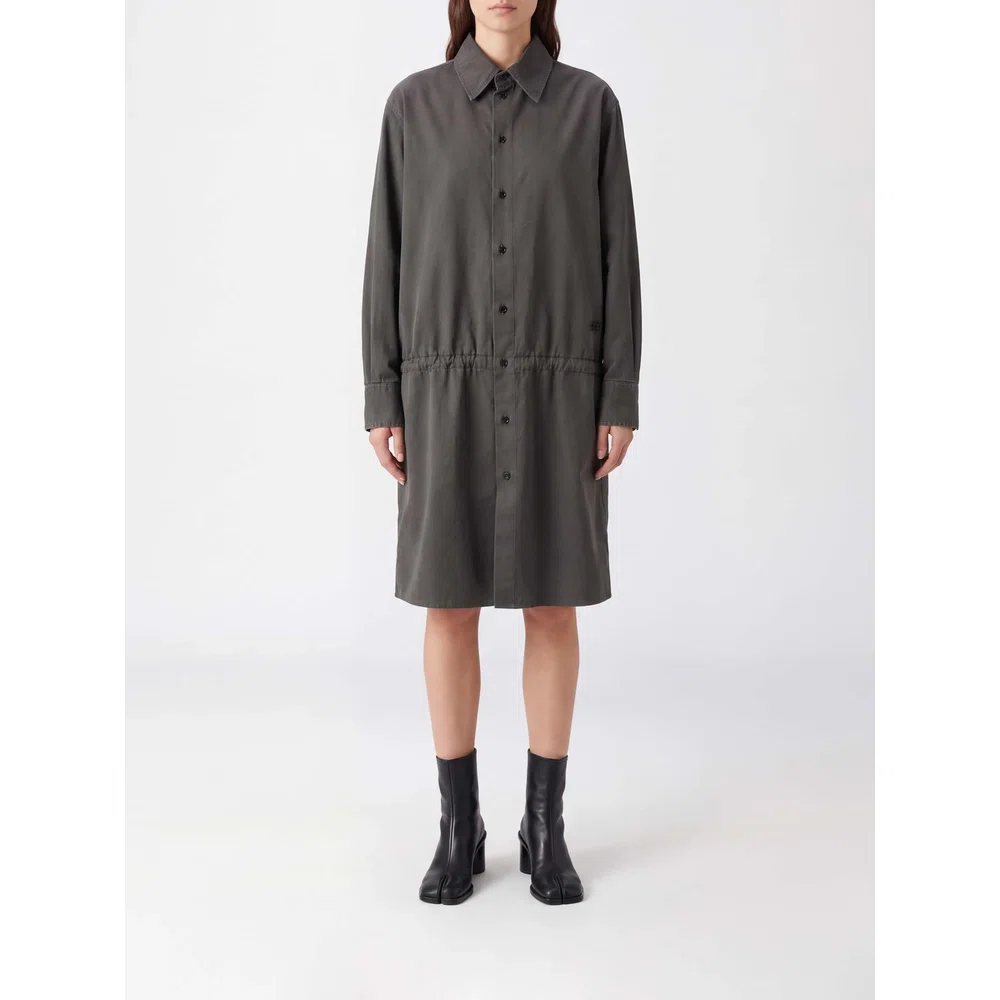 Мини-платье-шемизье MM6 Maison Margiela из габардина с кулиской на талии 1