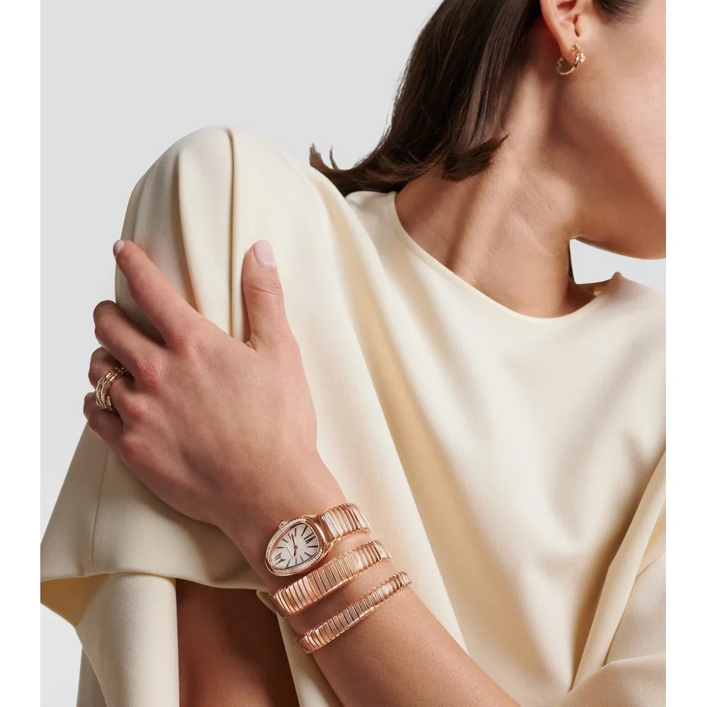 Serpenti Tubogas 35mm 18kt rose gold watch with diamonds and quartz 2