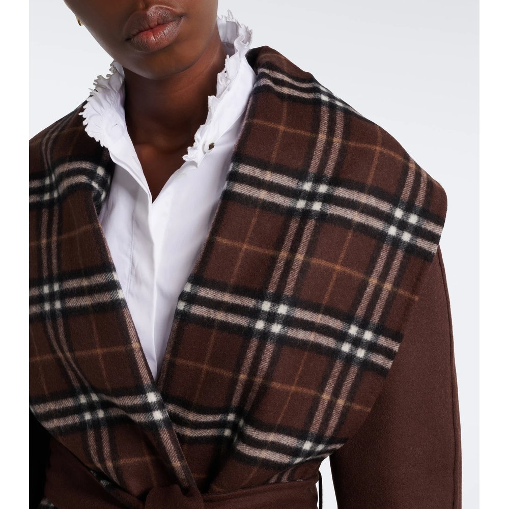 Пальто Burberry Check из шерсти с поясом 3