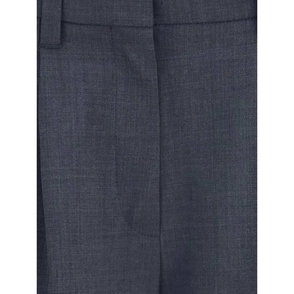 Брюки-палаццо Brunello Cucinelli из смесовой шерсти с высокой талией и складками 4