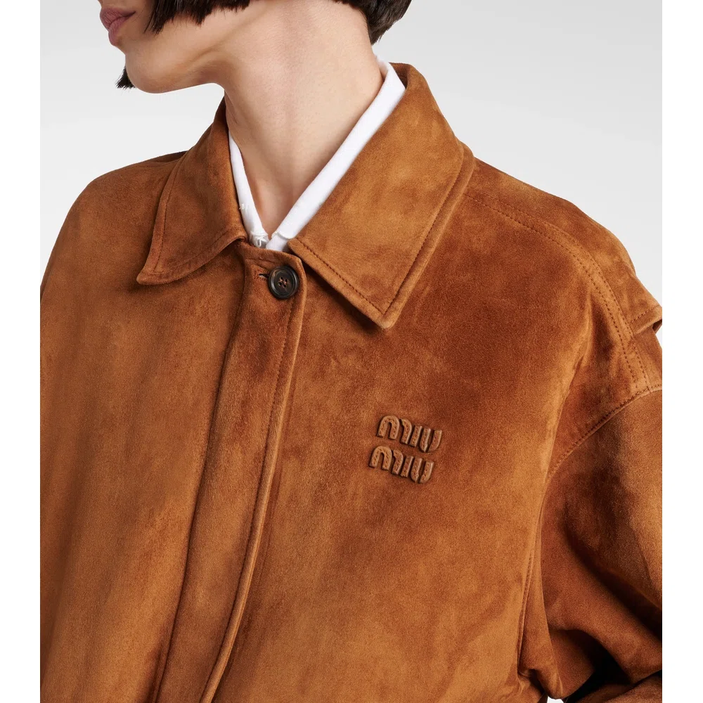 Logo suede blouson jacket 4
