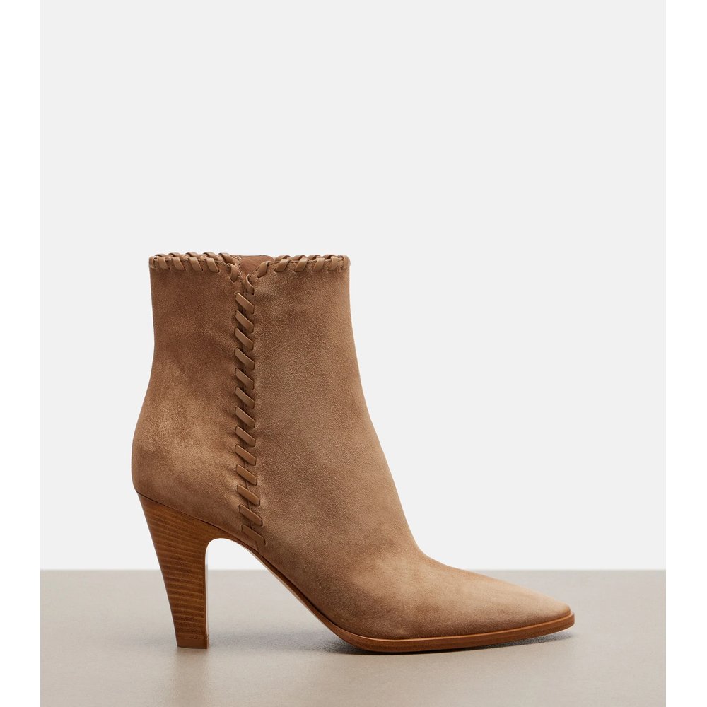 Leather-trimmed suede ankle boots 5