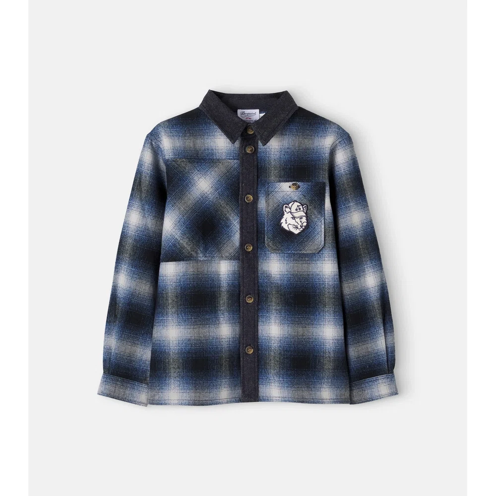 x Maison Kitsuné клетчатая хлопковая рубашка-куртка 1