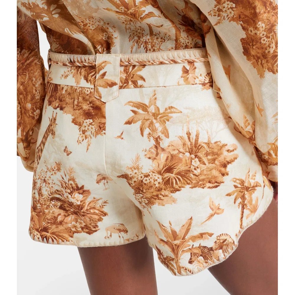 Indra beaded printed linen shorts 4