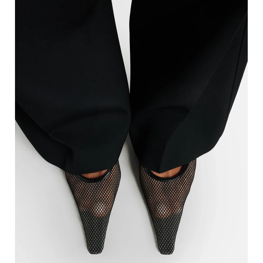 Leather-trimmed mesh mules 2