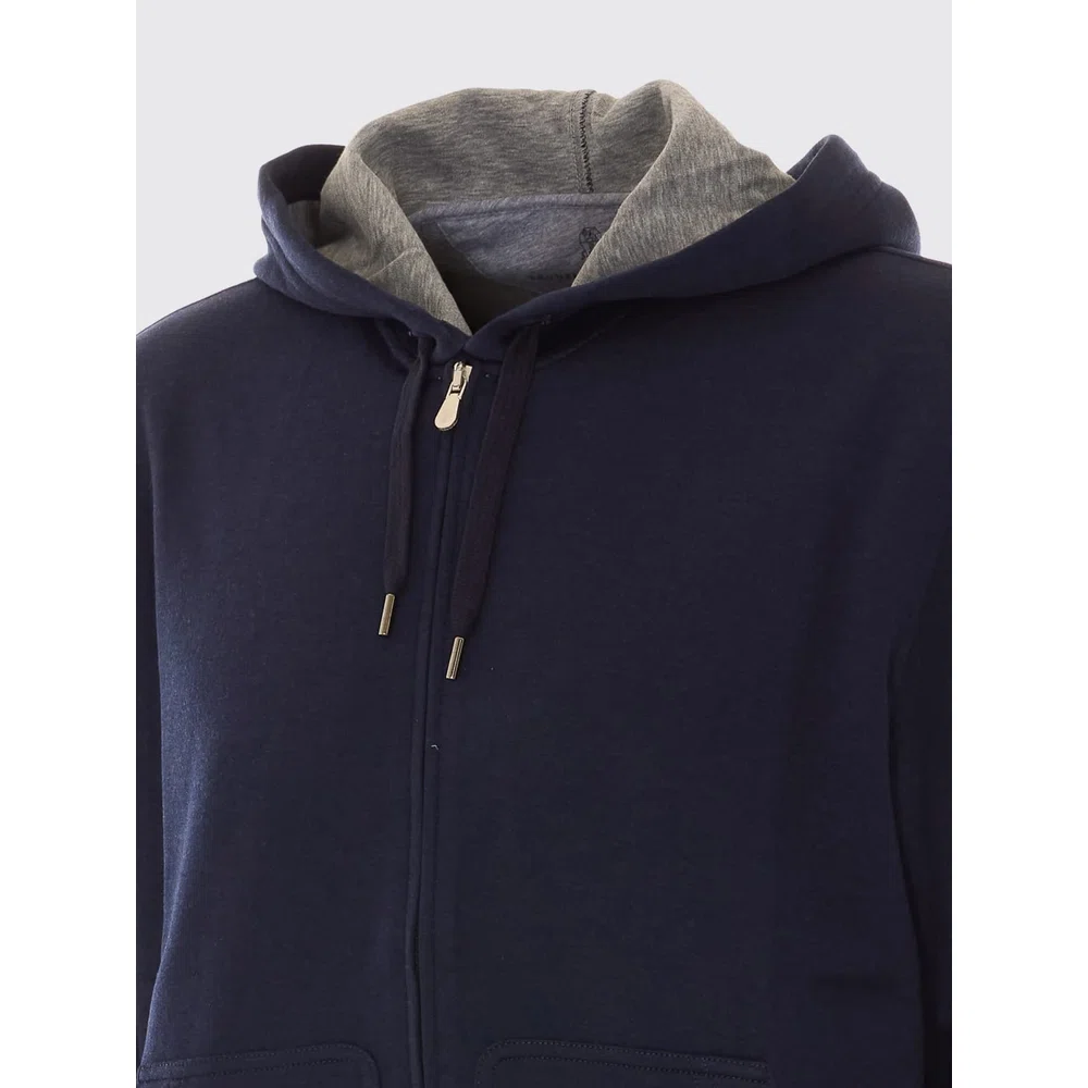 Хлопковая толстовка Brunello Cucinelli на молнии с капюшоном и шнурком 4