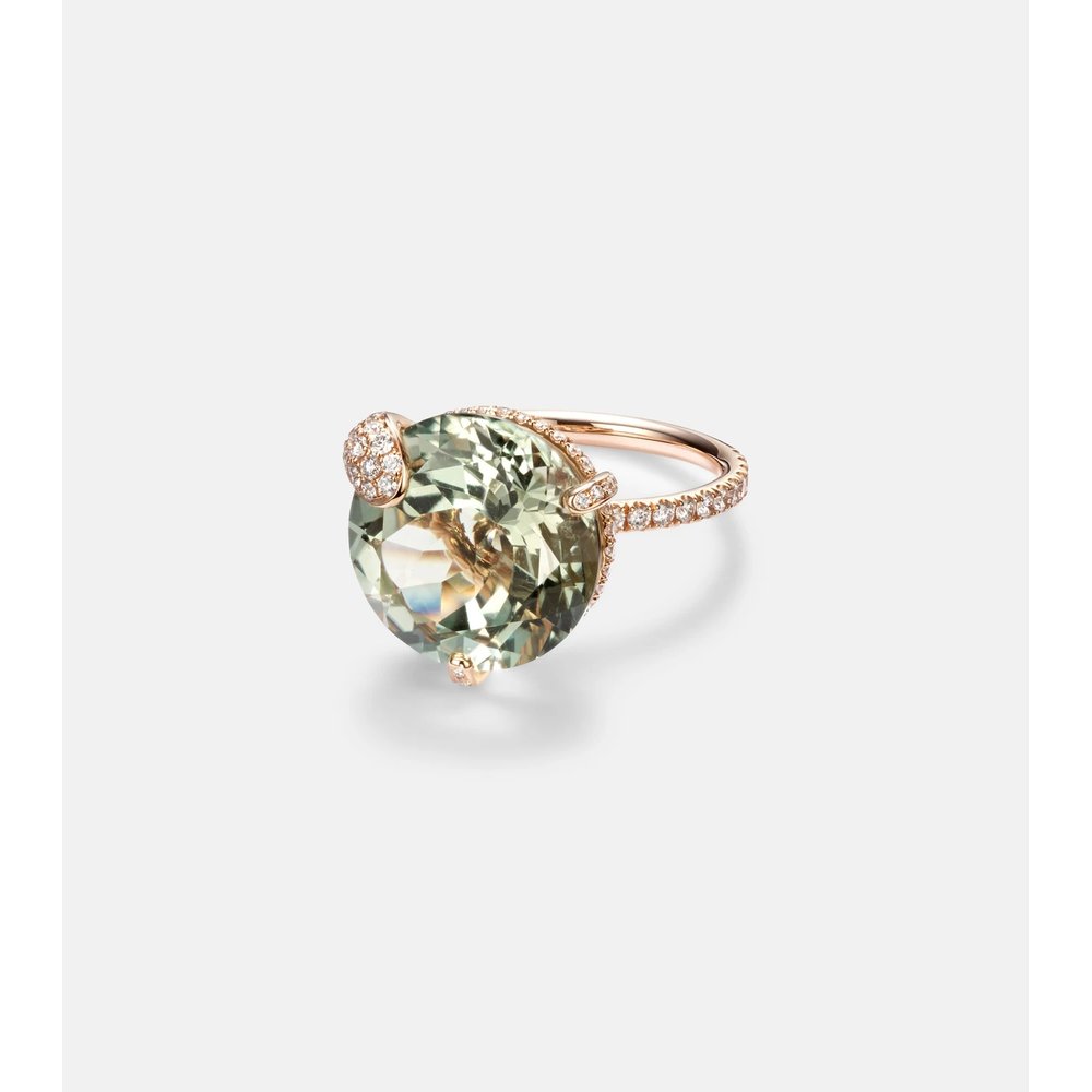 Peekaboo 18kt rose gold ring with prasiolite and diamonds 1