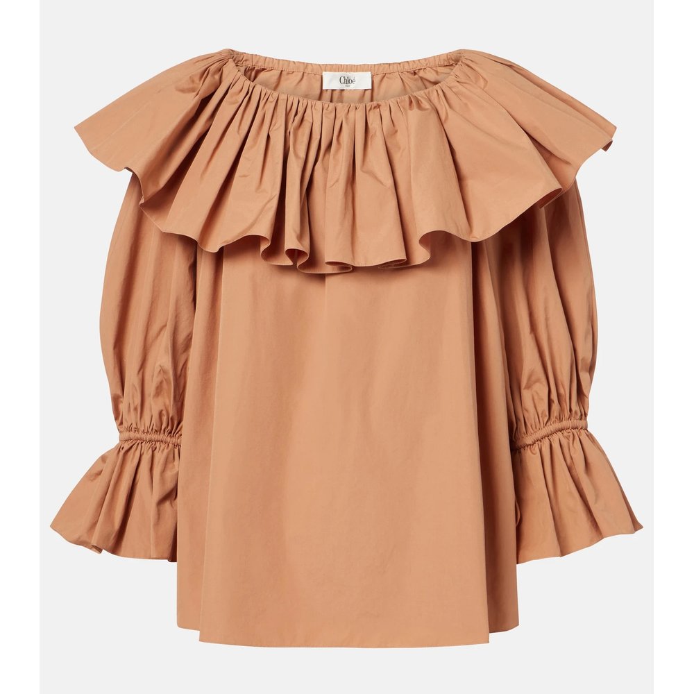 Ruffled cotton poplin blouse 1