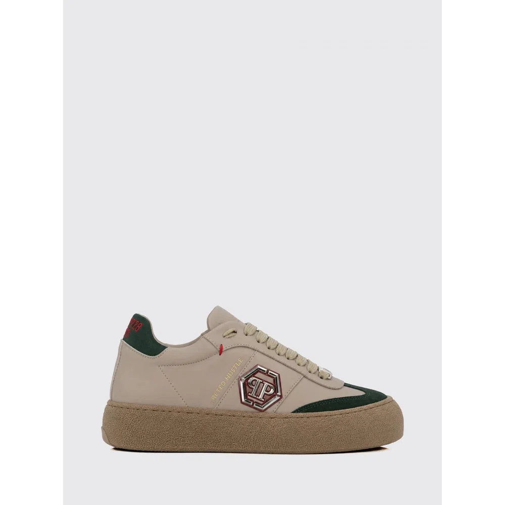Низкие кроссовки Retro Hustle Philipp Plein из кожи с монограммой на платформе 1