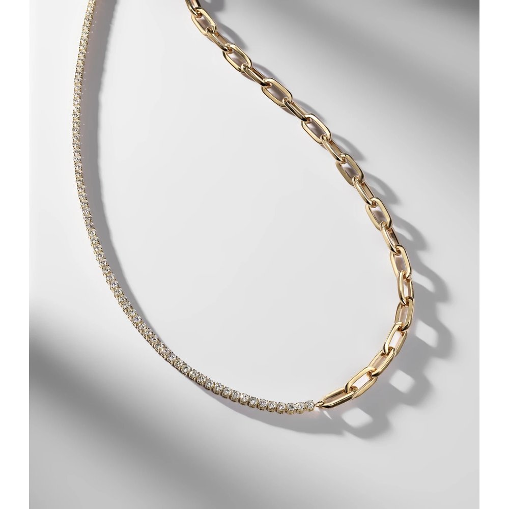 Link 18kt gold chain necklace with diamonds 5
