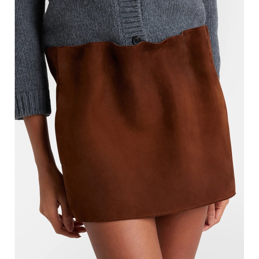 Gathered suede miniskirt 4