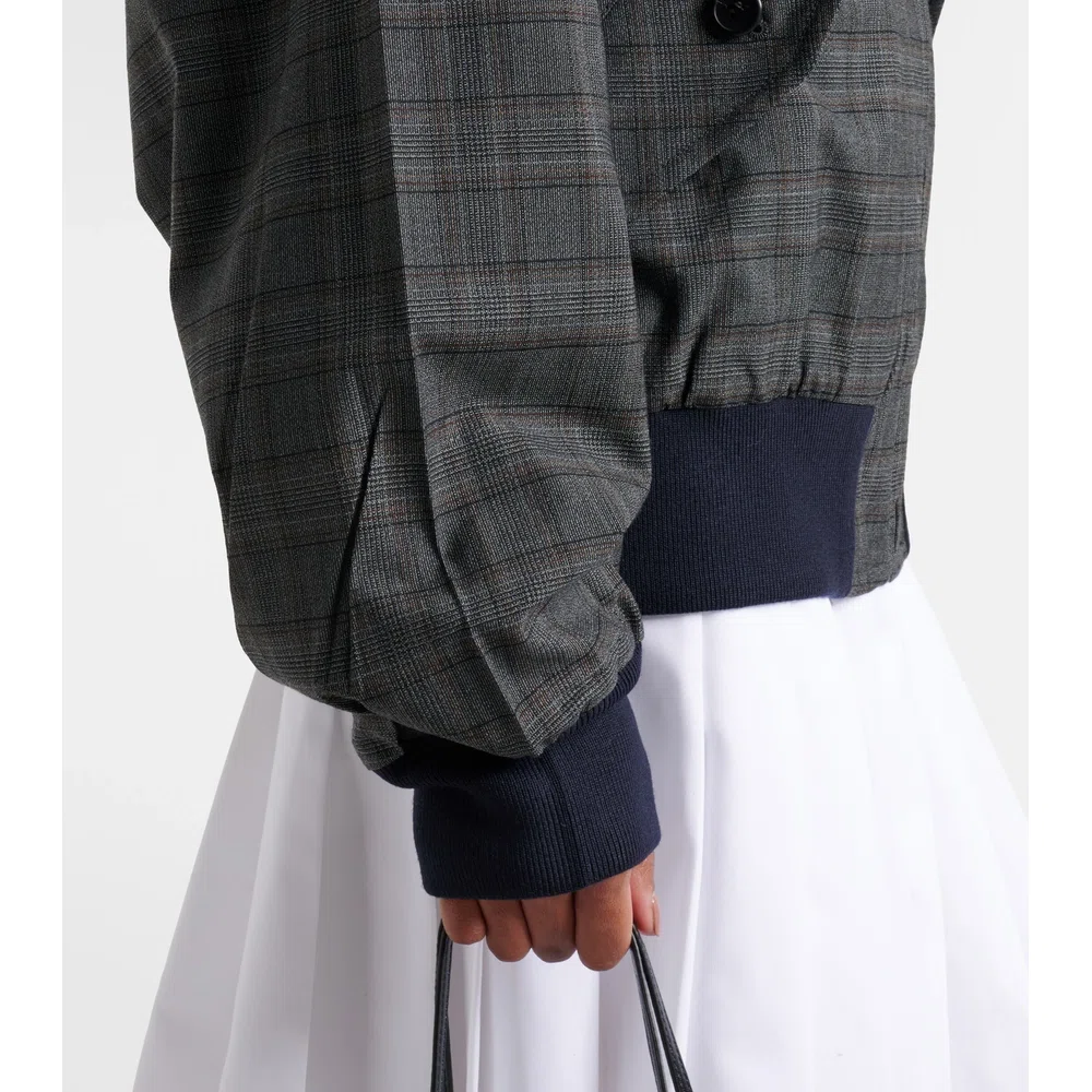 Checked hooded virgin wool jacket 5
