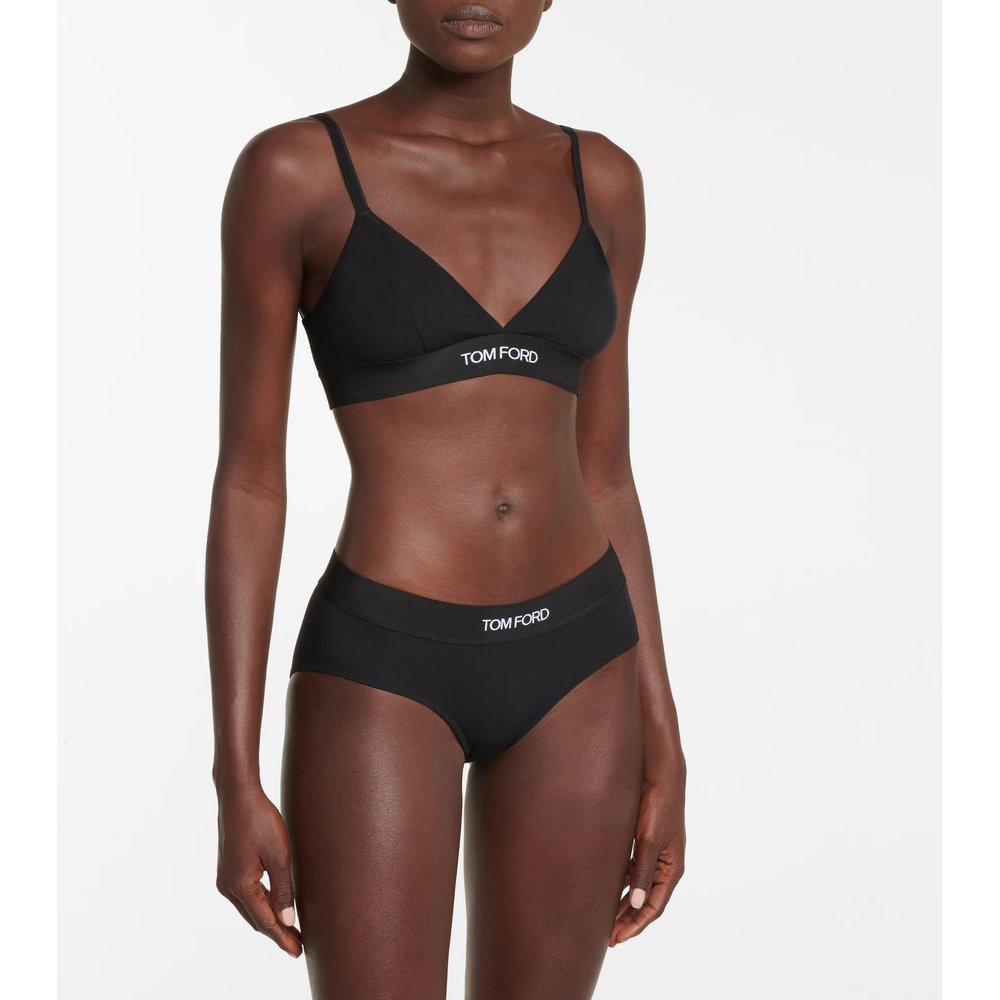 Logo stretch-jersey triangle bra 2