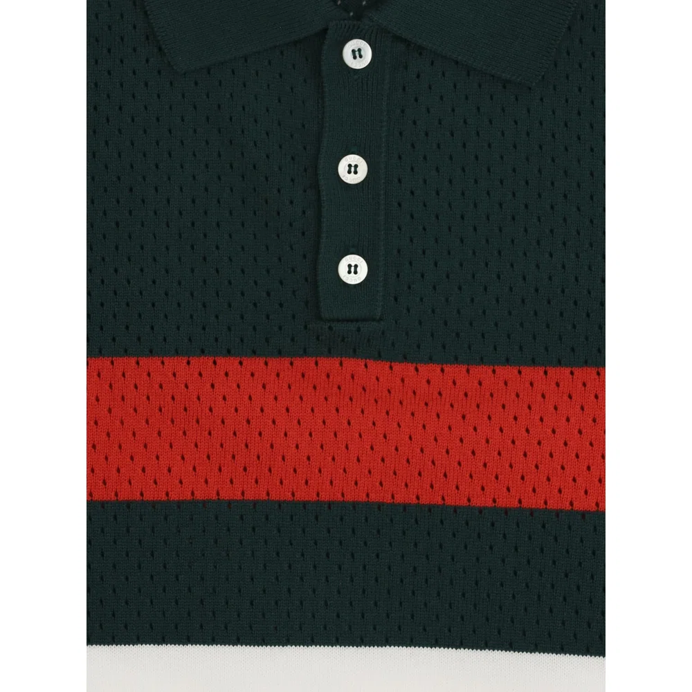 Перфорированное хлопковое поло Gucci 3