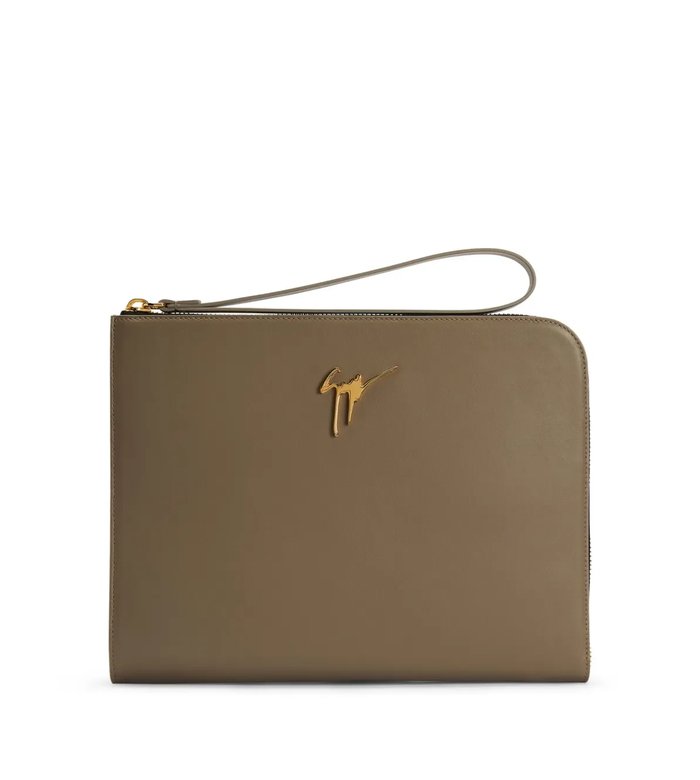 Fabian logo-plaque leather pouch
