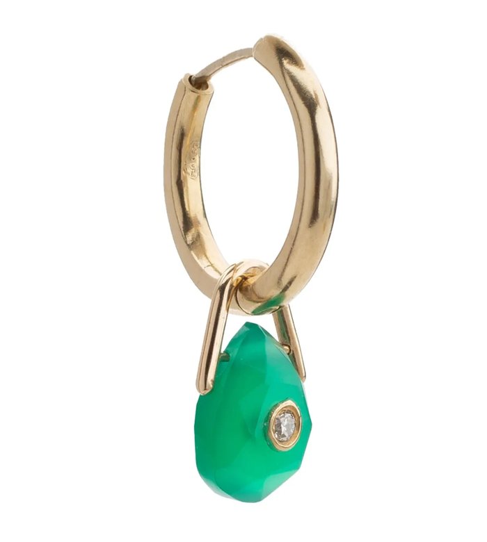 9kt yellow gold Orso green onyx earring