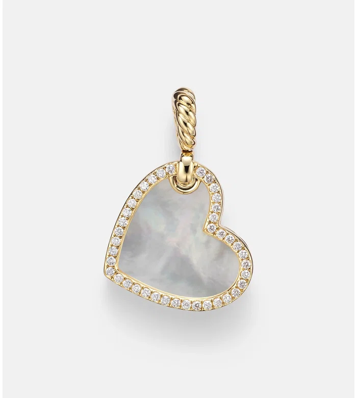 Подвеска David Yurman DY Elements® Heart из 18-каратного золота с бриллиантами и жемчугом