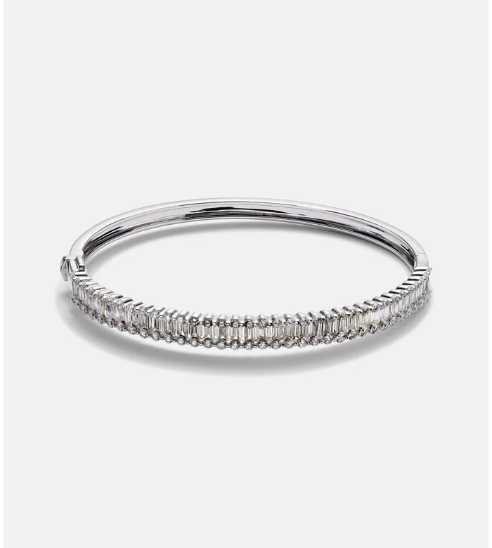 Baguette Love 18kt white gold bangle with diamonds