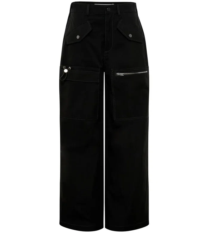 Multi-pocket straight-leg trousers