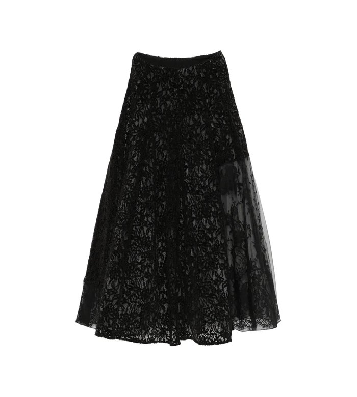 Расклешенная юбка макси с кружевной накладкой