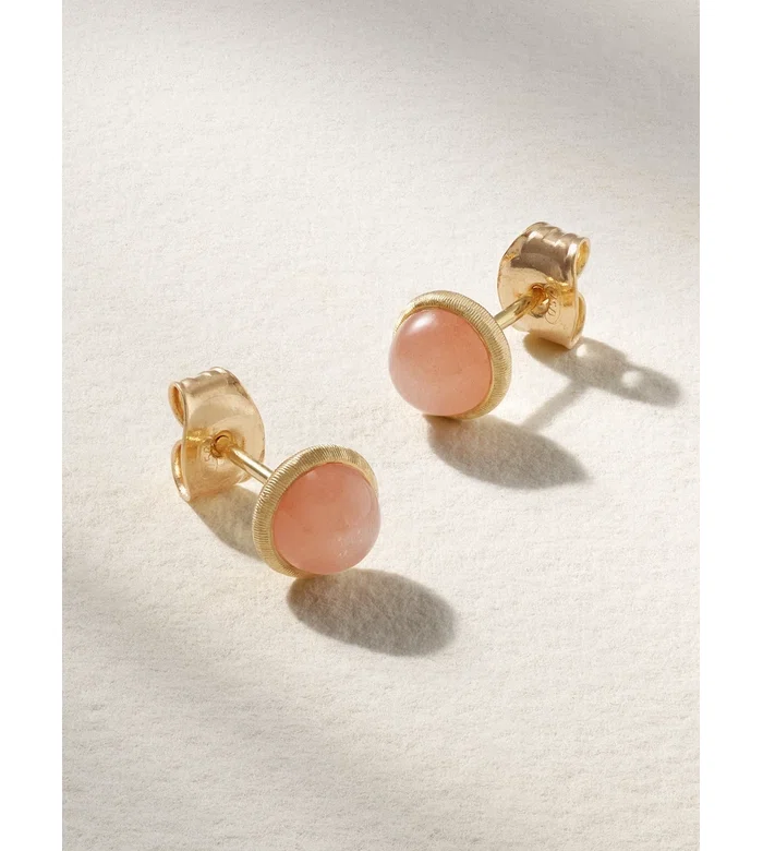 Серьги из желтого золота 750 пробы с лунным камнем Lotus