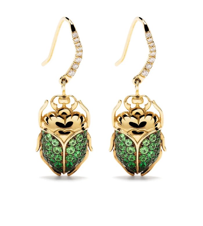 Серьги Scarab из желтого золота с цаворитом и бриллиантами