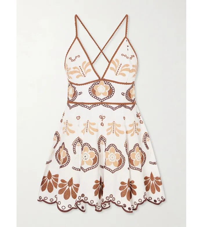 Мини-платье Jela из хлопковой смеси с прошвой